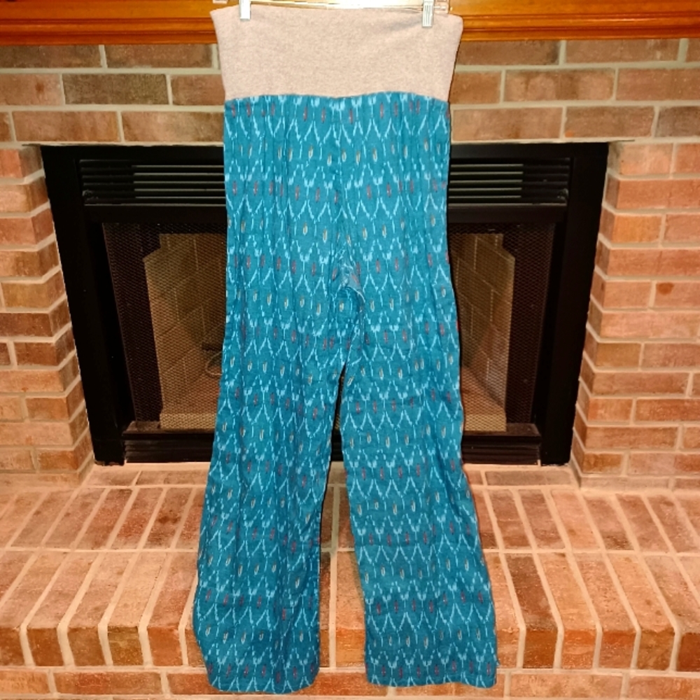 Sundance Teal Patterned Wide-Leg Jumpsuit Pants